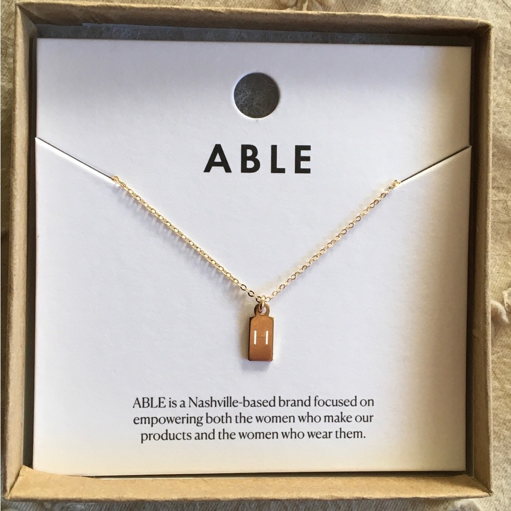 NEVER USED “H” Mini Dog Tag Necklace